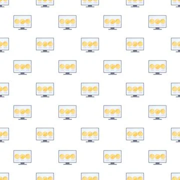Digital monitors displaying cryptocurrency coins seamless pattern Illustrazione stock