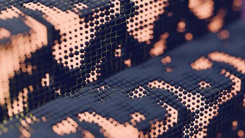 Digital Mosaic: Abstract 3D Pixel Art Illustrazione stock