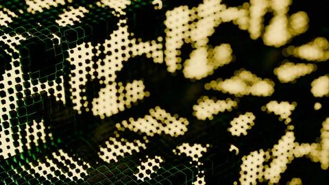 Digital Mosaic: Abstract 3D Pixel Art Stock Illustration