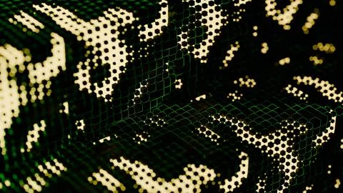 Digital Mosaic: Abstract 3D Pixel Art Stock Illustration