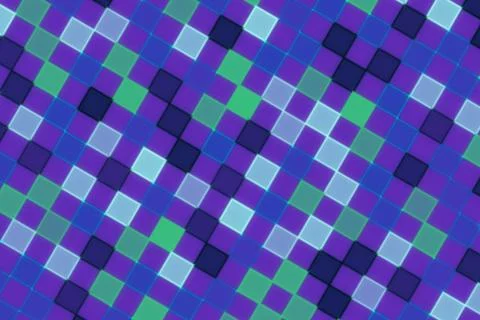 Digital mosaic pattern of blue green and purple squares Stock Illustration