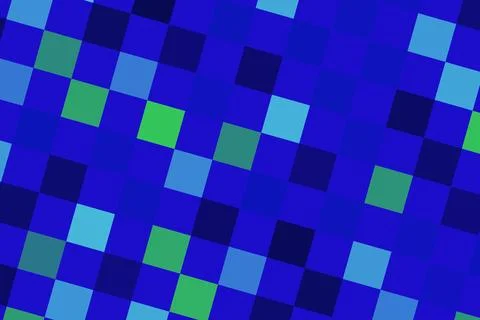 Digital mosaic pattern with blue green squares on dark background Stock Photos