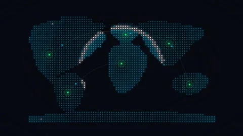 Digital Motion of Global Network Data Flow in Motion for Technology and Com.. Stockbeeldmateriaal 342749136