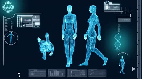 Digital Motion Graphic of 3D Virtual Walking Female Stock Footage 8993476