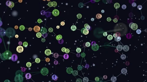 Digital, motion graphic video animation of network abstract users, online Stock Footage 101733630