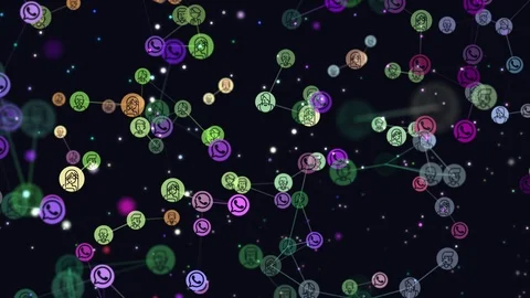 Digital, motion graphic video animation of network abstract users, online Stock Footage 102255986