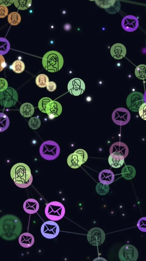 Digital, motion graphic video animation of network abstract users, online Stock Footage 319292713