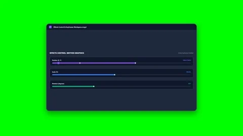 Digital Motion Graphics Control Panel Interface on Green Background Stock Footage 347626360