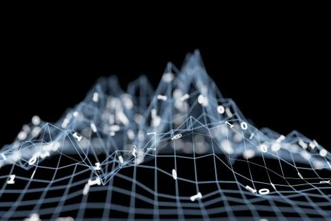 Digital mountain ,3d render Stock Illustration