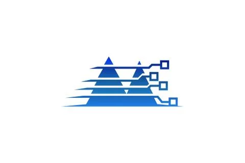 Digital mountain technology logo Designs Inspiration Isolated on White Backgr Stock Illustration