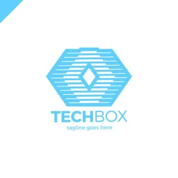 Digital Move Logo. Tech arrow box logo. Technology media rhomb 스톡 일러스트