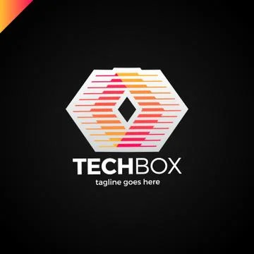 Digital Move Logo. Tech arrow box logo. Technology media rhomb 스톡 일러스트