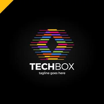 Digital Move Logo. Tech arrow box logo. Technology media rhomb 스톡 일러스트