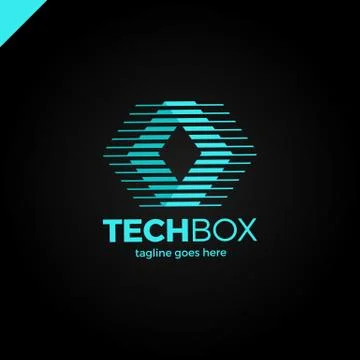 Digital Move Logo. Tech arrow box logo. Technology media rhomb 스톡 일러스트