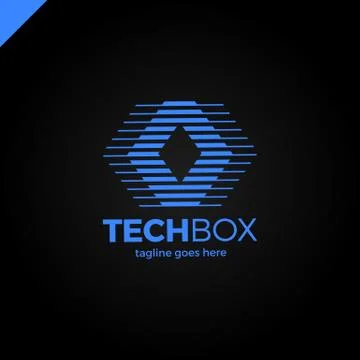 Digital Move Logo. Tech arrow box logo. Technology media rhomb Stock Illustration
