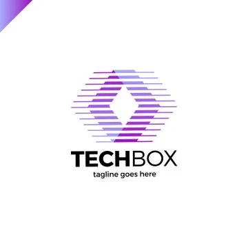 Digital Move Logo. Tech arrow box logo. Technology media rhomb Stock Illustration