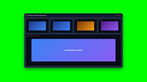 Digital Multicam Live Switcher Interface on Green Screen Stock Footage 347895132
