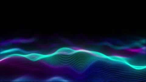 Digital Multicolor Neon Wave Lines. Curved Gradient Pink Green Blue Purple... Stock-Footage 332011520