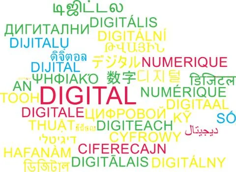 Digital multilanguage wordcloud background concept Stock Illustration