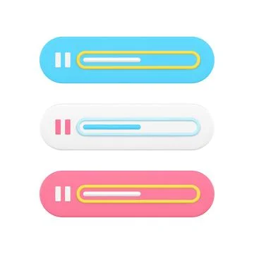 Digital multimedia playback strip 3d icon. Color online playback of audio and Stock Illustration