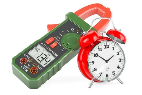Digital multimeter with alarm clock, 3D rendering Stock Illustration