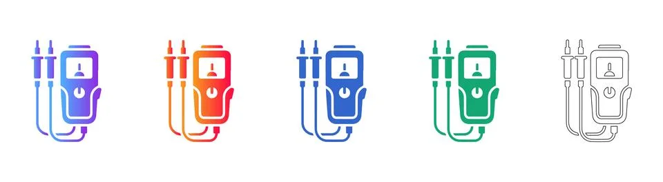Digital Multimeter Diagnostic Tool Icon Set Stock Illustration