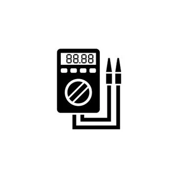 Digital Multimeter, Electric Voltmeter Flat Vector Icon Stock Illustration