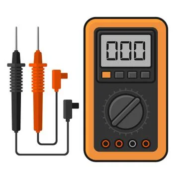 Digital multimeter. Electrical Measuring Instrument Voltage Amperage Ohmmet.. Stock Illustration