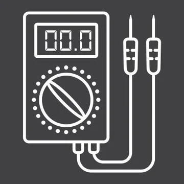 Digital multimeter line icon, build and repair Stock Illustration
