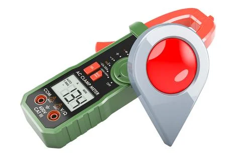 Digital multimeter with map pointer. 3D rendering Illustrazione stock