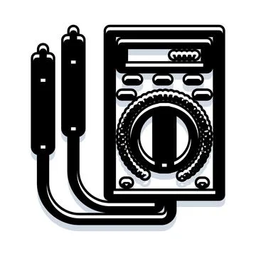 Digital multimeter measuring electrical current and voltage Stock Illustration