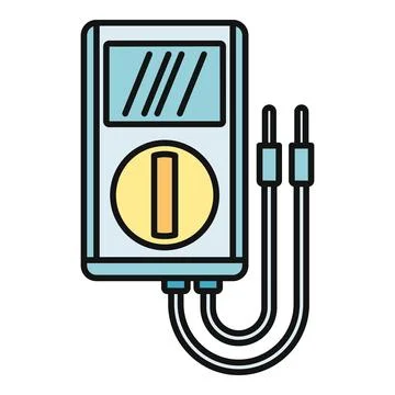 Digital multimeter measuring electrical current voltage resistance icon Stock Illustration