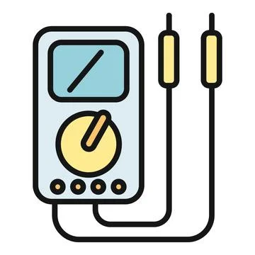 Digital multimeter measuring electrical current voltage resistance icon Stock Illustration