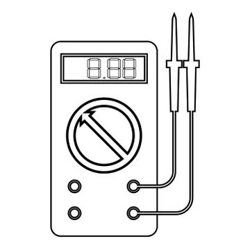 Digital multimeter for measuring electrical indicators AC DC voltage amperage Stock Illustration