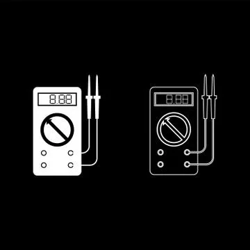 Digital multimeter for measuring electrical indicators AC DC voltage amperage Stock Illustration