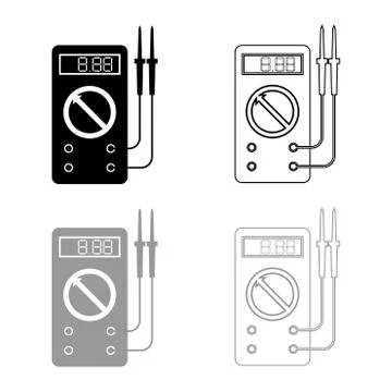 Digital multimeter for measuring electrical indicators AC DC voltage amperage Stock Illustration