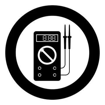 Digital multimeter for measuring electrical indicators AC DC voltage amperage Stock Illustration