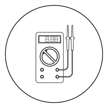 Digital multimeter for measuring electrical indicators AC DC voltage amperage Stock Illustration