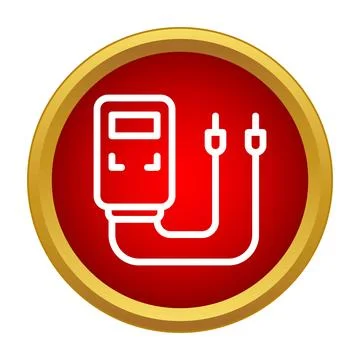 Digital multimeter measuring electricity icon in simple flat style Stock Illustration