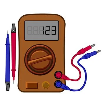 Digital multimeter measuring voltage with probes Stock Illustration
