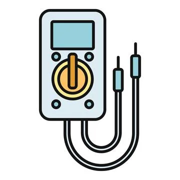Digital multimeter with probes measuring electrical current Stockillustratie