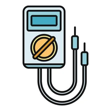 Digital multimeter with probes testing electricity power Stock Illustration
