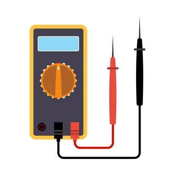 Digital Multimeter with Red and Black Probes Vector Illustration Stock Illustration