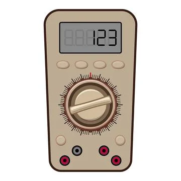 Digital multimeter showing measurement value Illustrazione stock