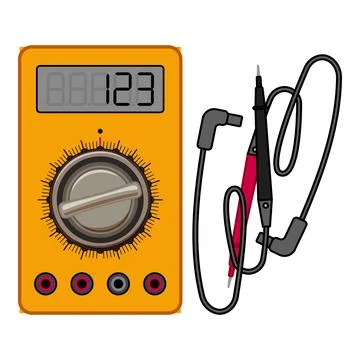 Digital multimeter is showing a numeric value on its lcd screen Illustrazione stock