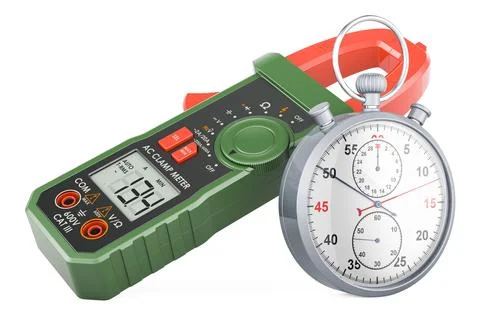Digital multimeter with stopwatch, 3D rendering Stock Illustration