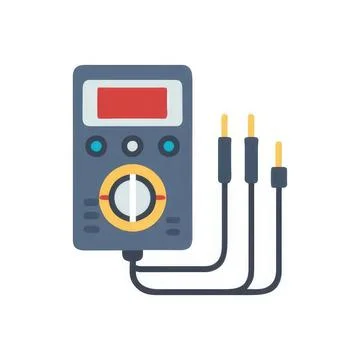 Digital multimeter with three test leads for electronics testing Stock Illustration