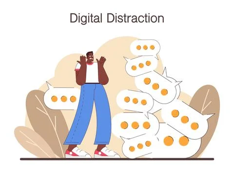 Digital multitasking. Effective and competent office worker media Stock Illustration