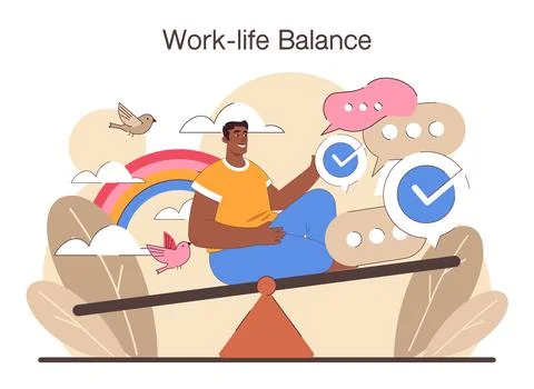 Digital multitasking. Effective and competent office worker media Stock Illustration