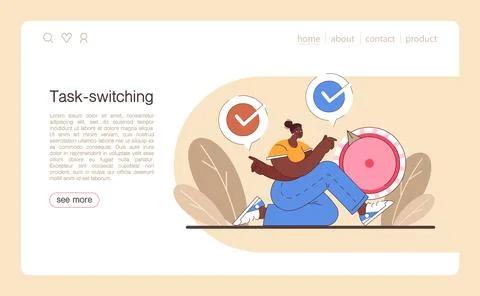 Digital multitasking web banner or landing page. Effective and competent Stock Illustration